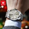OLEVS Original Men's Watches Rhombus Mirror Quartz Watch for Man Date Week Waterproof Luminous Stainless Steel Male Wristwatch 3