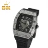 THE BLING KING Sqaure Dial Quartz Watch Full Rhinestones Iced Out Wrist Watches With Black Belt For Men Women Fashion Gift 1