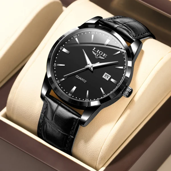 LIGE Classic Wrist Watches For Top Brand Luxury Business Date Waterproof Luminous Stainless Steel Men Quartz Wristwatch+Box 1