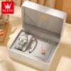 OLEVS Luxury Fashion Women's Watches Waterproof Moon Phase Hollow Out Fully Automatic Mechanical Watch Bracelet Necklace Set 4