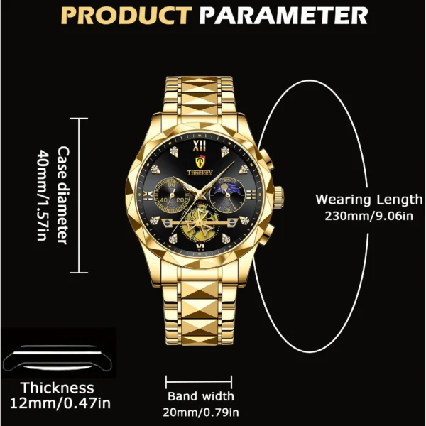 Luxury Watch for Man Sports Leather Men Quartz Watch Waterproof Luminous Chronograph Men's Watches Male Clock Reloj+box 2