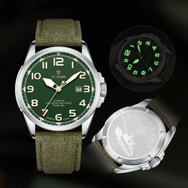 Seagull Luxury Bracelet Military Men Watch Automatic Mechanical Watches For Men Wear Resistant Leather Strap Luminous Clock D581 1