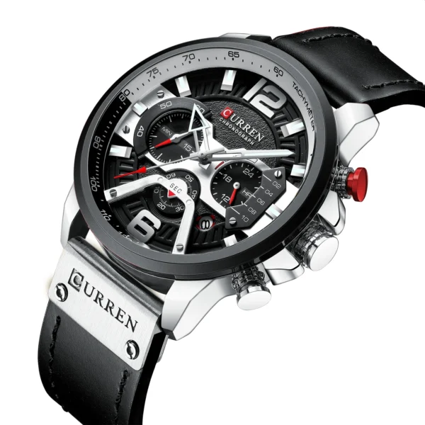 Curren 8329 Men Watch Leather Quartz Waterproof Wristwatch 6-Hand Chronograph Date Casual Fashion Luxury Relogio Masculino 1