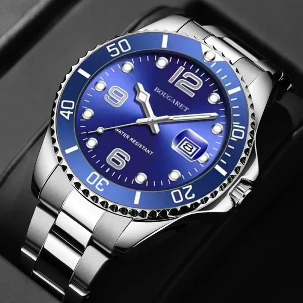 Classic Fashion Men's Watches Waterproof Stainless Steel Quartz Wristwatch Simulated Mechanical Movement Mineral Mirror Diver 2