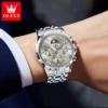 OLEVS Luxury Business Men's Watches Moon Phase Chronograph Quartz Watch for Man Stainless steel Calendar Waterproof Wristwatch 4