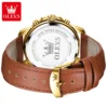 OLEVS 3632 High end Elegant Men's Watch Leather Strap Waterproof Moon Phase Chronograph Original Quartz Wristwatch Luxury Watch 2