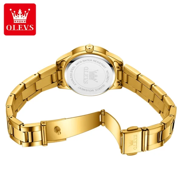 OLEVS Elegant  Fashion Brand Women's Watches Gold Waterproof cCalendar Quartz Watch for Lady Stainless Steel Original Wristwatch 2