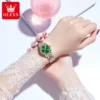 OLEVS Fashion Green Mechanical Watch for Women Stainless Steel Waterproof Luminous Calendar Luxury Automatic Watches Womens 6