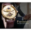 Forsining Moon Phase Automatic Watch Royal Men's Golden Mechanical Wristwatches Casual Genuine Leather Tourbillon Business Clock 3
