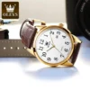 OLEVS Brand Fashion Quartz Watch for Men and Women Leather Strap Waterproof Original Watch Arabic Numeral Scale Giving to Elders 4