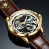 OLEVS Luxury Men Watches Automatic Mechanical Wristwatch Skeleton Design Waterproof Leather Strap Male Watch Reloj Hombre 4