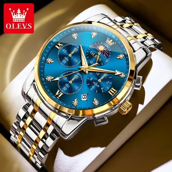 OLEVS 3655 Original New Quartz Watch for Men Chronograph Waterproof Business Man Watch Wristwatch Stainless Steel Luxury Watch 1