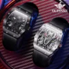 OUPINKE Mens Watches Luxury Brand Automatic Mechanical Wristwatch Fashion Skeleton Silicone Strap Sports Waterproof  Watch Men 3