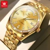 OLEVS Top Brand Atmospheric Men's Watches Fashion Diamond Gold Watch Fully Automatic Mechanical Watch Week Calendar Waterproof 1