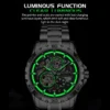 GLENAW Steampunk Skeleton Men's Watch Ring Luxury Automatic Mechanical Watches Luminous waterproof Stainless Steel Strap Watch 5