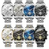 OLEVS Top Brand Men's Watches Classic Three Eyes Style Stainless Steel Quartz Watch Waterproof Luminous Moon Phase Wristwatch 6