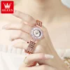 OLEVS Luxury Brand Lady Quartz Watch Waterproof Elegant Stainless Steel Strap Women's Watches Diamond Dial Original Wristwatch 4
