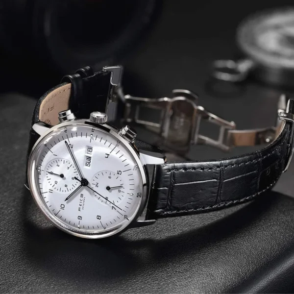 FEICE Men’s Watches Automatic Bauhaus WristWatch Stainless Steel Mechanical Dress Watches for Men with Leather Bands Date FM121 1