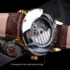 Forsining Moon Phase Automatic Watch Royal Men's Golden Mechanical Wristwatches Casual Genuine Leather Tourbillon Business Clock 5