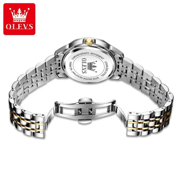 OLEVS Original Men's Watches Calendar Week Fashion Quartz Watch for Man Stainless Steel Strap Waterproof Luminous Wristwatch 2