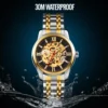 Skmei Reloj Hombre Luxury Automatic Watch Men Hollow Dial Mechanical Watches For Mens Fashion Stainless Steel Band Clock 2