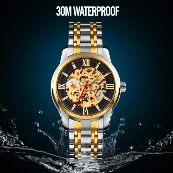 Skmei Reloj Hombre Luxury Automatic Watch Men Hollow Dial Mechanical Watches For Mens Fashion Stainless Steel Band Clock 2