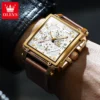 OLEVS Men's Top Brand Square Quality Quartz Wristwatch Chronograph Waterproof Original Watch for Man Luminous Date Luxury 2