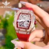 OUPINKE Ladies Mechanical Watch Automatic Skeleton Red Strap Fashion Diamond Crystal Evening Banquet Dress Watches for Women 4