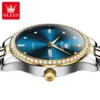 OLEVS Original Luxury Brand Men's Watches Stainless Steel Strap Week Calendar Luminous Quartz Watch for Men Diamond Dial Fashion 4