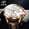JSDUN High end Atmosphere Men's Fully Automatic Mechanical Watch Leather Strap Waterproof Date Business Watch for Man Original 4