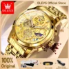 OLEVS Men's Watches Top Brand Luxury Original Waterproof Quartz Watch for Man Gold Skeleton Style 24 Hour Day Night New 1