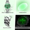 OLEVS Original Brand Women's Watches Classic Three Eyed Dial Date Luminous Chronograph Stainless Steel Waterproof Quartz Watch 5