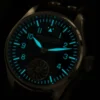 Hruodland 43mm Pilot Men's Manual Mechanical Watch Sapphire Crystal BGW-9 Night Light Turbine Retro Waterproof 5Bar reloj hombre 5