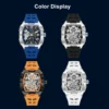 MEGIR Black Silicone Bracelet Men's Mechanical Watch Luxury Automatic Movement Skeleton Men Wristwatch Luminous Hands Watches 5