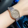 Office Ladies Elegant Leather Strap Needle Buckle Fashion Wristwatchs Design Luxury Diamonds Stainless Steel Women Quartz Watch 1