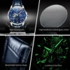 OELVS Men's Watches Top Brand Original Quartz Watch for Men Waterproof Leather Strap Lumious Wristwatch Chronograph Date Casual 5