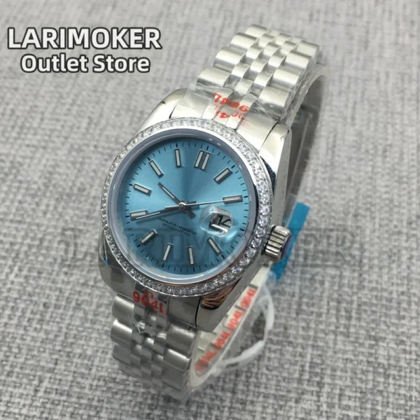 LARIMOKER 31MM Women's Mechanical Diving Watch Diamond Decorative Case Blue Dial Luminous Sapphire Glass NH05 Movement 2