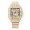 New Iced Out Women Men Watch Square Diamondd Black Numbers Quartz Luxury Hip Hop Wrist Watches Roman Clock Relogio Masculino 2