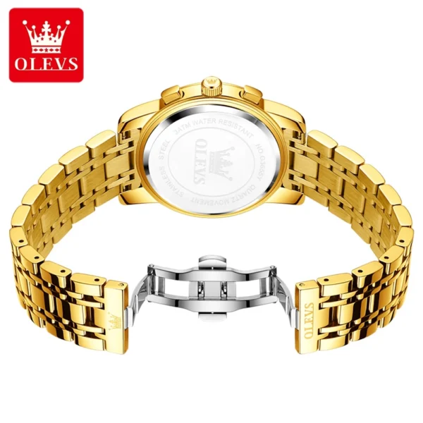 OLEVS Top Luxury Brand Men's Watches Moon Phase Chronograph Quartz Watch for Man Gold Stainless Steel Luminous Original Watch 2