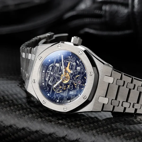 FEICE Automatic Mechanical Luxury Watch Men  Stainless Steel Watches Luminous Waterproof Watch for Men Skeleton FM019 2