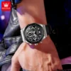 OLEVS 9911 Mens Watch Original Quartz Watch Waterproof Watch For Man Moon Phase Silicone Strap Multifunctional Chronograph Watch 3
