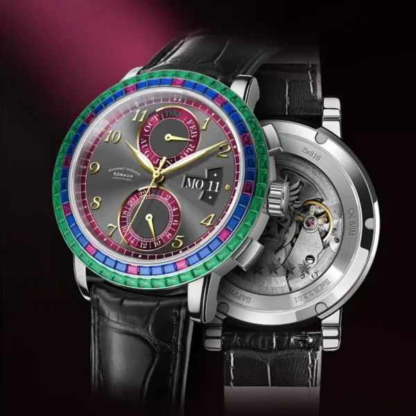 BORMAN Men Automatic Watch Luxury 42.5mm Mechanical Wristwatch 50M Waterproof Sapphire Mirror Week Date 24 Hours Crystal Bezel 2