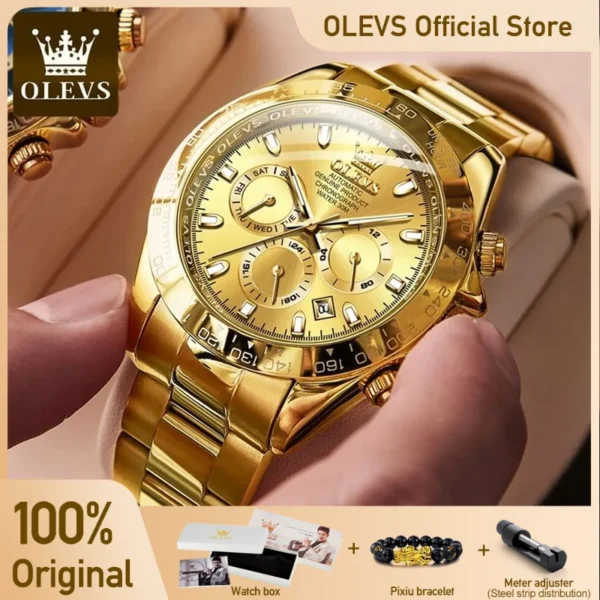 OLEVS Men's Watches Classic Luxury Automatic Mechanical Original Wristwatch for Man 24 Hour Week Date Display Waterproof Fashion 1