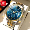 OLEVS Men's Watch Waterproof Luminous Wrist Watch Quartz Stainless Steel Watch for Men Pilot Top Brand Male Watches 5