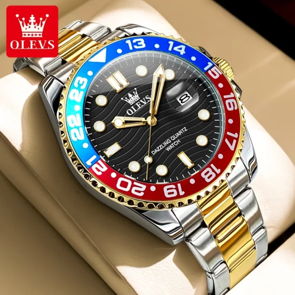 OLEVS 3610 Hot Original Luxury Men's Watches Waterproof Calendar Luminous Quartz Watch for Man Stainless Steel Authentic Watch 1
