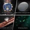 OLEVS Men's Watches Trend Fashion Original Automatic Mechanical Watch fro Man Leather Strap Hollowed Out Dial Flywheel Movement 6