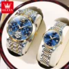 OLEVS Luxury Brand Original Couple Watch Stainless Steel Strap Waterproof Fully Automatic Mechanical Watch Romantic Lover Watch 1