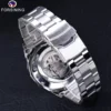Forsining 2021 Stainless Steel Waterproof Mens Skeleton Watches Top Brand Luxury Transparent Mechanical Sport Male Wrist Watches 6