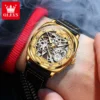 OLEVS Men's Watches Top Brand Hollow Out Automatic Mechanical Wristwatch Waterproof Luminous Leather Strap Watch for Man Fashion 5