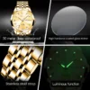 OLEVS Men‘s Watches Gold Original Quartz Wristwatch Waterproof Luminous Watch for Male Rhombus Mirror Date Week Luxury Dress 4